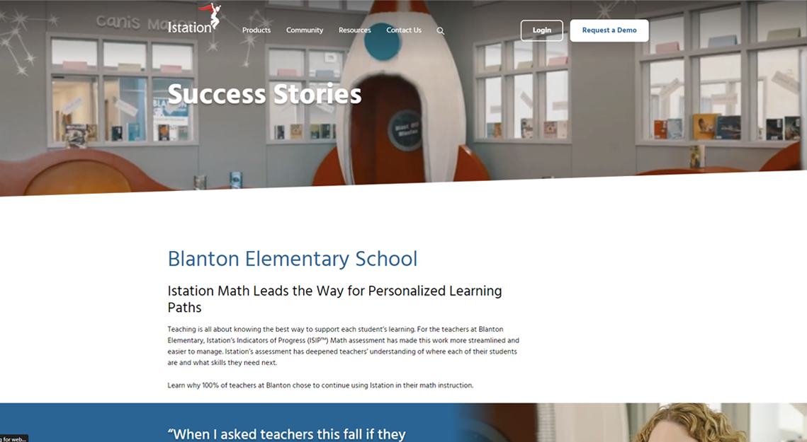 Istation Success Stories page.